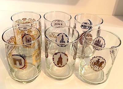 Vintage TWA International Countries Cocktail Glasses