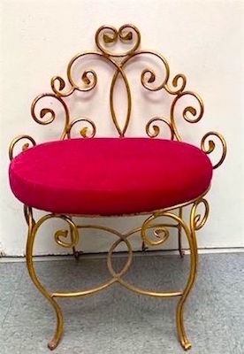 Gold with Hot Pink Cushion Vanity Chair