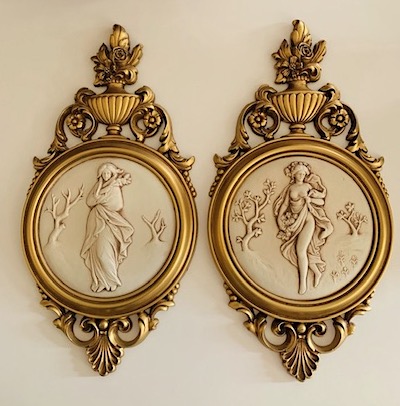 Vintage Syroco Goddess Cameo Wall Plaques