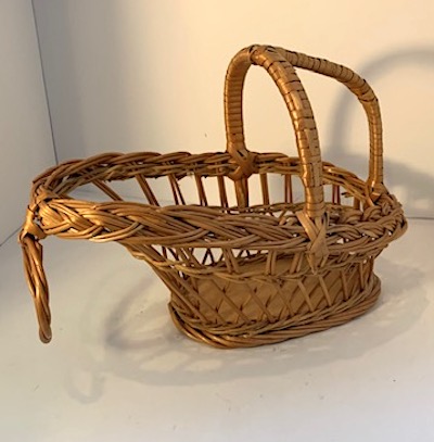 Mid Century Wicker Wine Bottle Holder